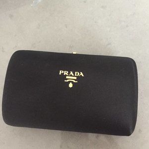 Prada 'Raso' Black Satin Minaudiere Clutch